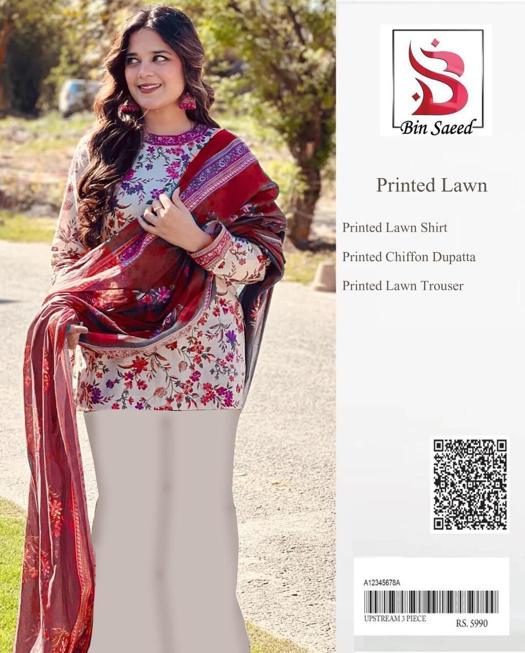 BinSaeed 3pc Lawn Dress